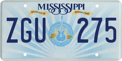 MS license plate ZGU275