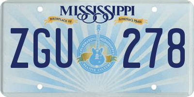 MS license plate ZGU278