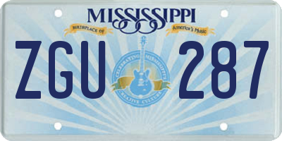 MS license plate ZGU287