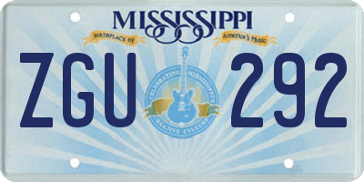 MS license plate ZGU292
