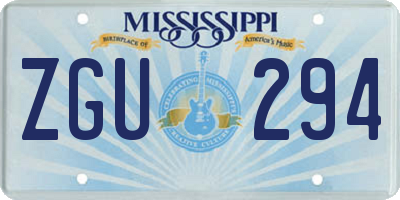 MS license plate ZGU294