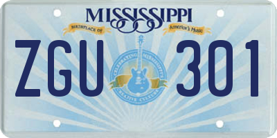 MS license plate ZGU301