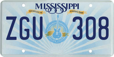 MS license plate ZGU308