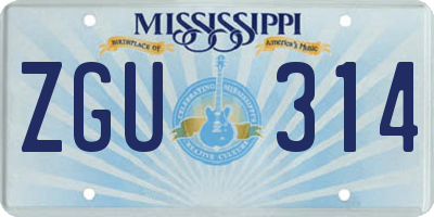 MS license plate ZGU314