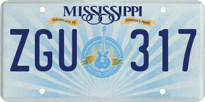 MS license plate ZGU317