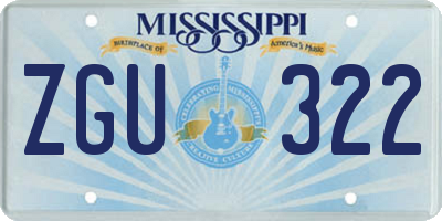 MS license plate ZGU322