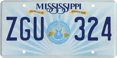 MS license plate ZGU324
