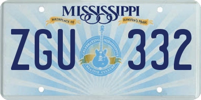 MS license plate ZGU332