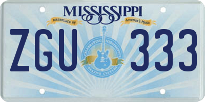 MS license plate ZGU333