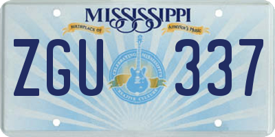 MS license plate ZGU337