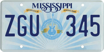 MS license plate ZGU345