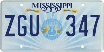 MS license plate ZGU347