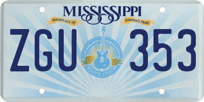 MS license plate ZGU353