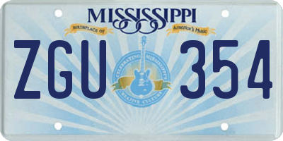 MS license plate ZGU354