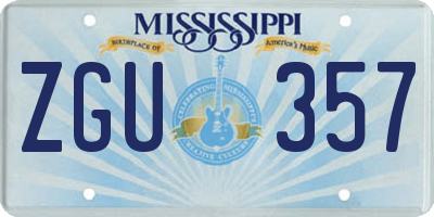 MS license plate ZGU357