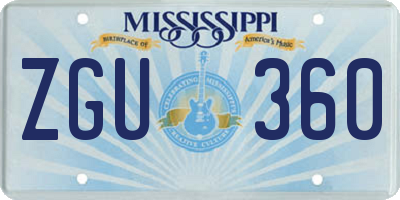 MS license plate ZGU360
