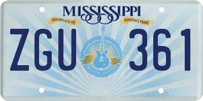 MS license plate ZGU361