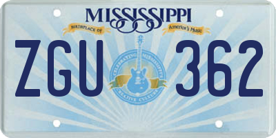 MS license plate ZGU362