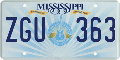 MS license plate ZGU363
