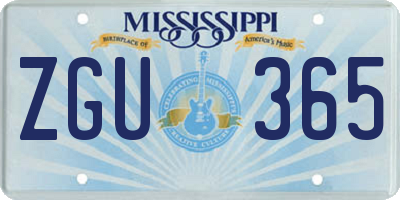 MS license plate ZGU365