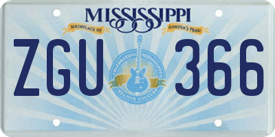 MS license plate ZGU366