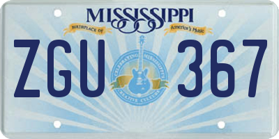 MS license plate ZGU367