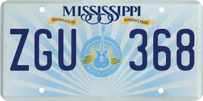 MS license plate ZGU368