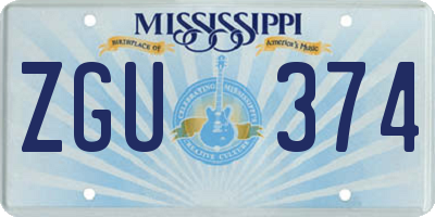 MS license plate ZGU374