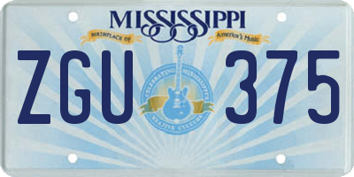 MS license plate ZGU375