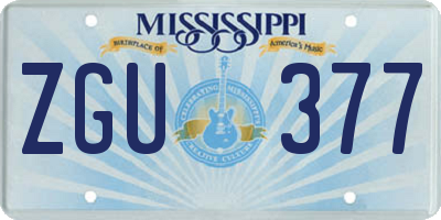 MS license plate ZGU377