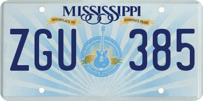 MS license plate ZGU385