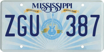MS license plate ZGU387