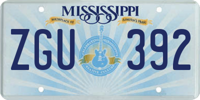 MS license plate ZGU392