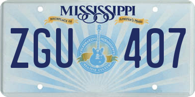 MS license plate ZGU407