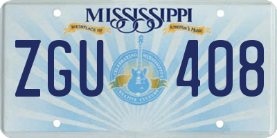 MS license plate ZGU408