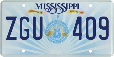 MS license plate ZGU409
