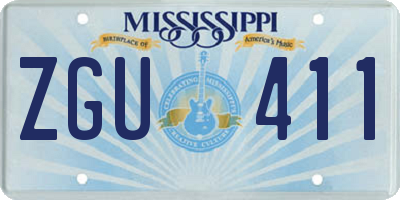 MS license plate ZGU411