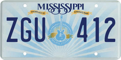 MS license plate ZGU412