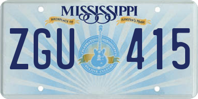 MS license plate ZGU415
