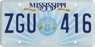MS license plate ZGU416