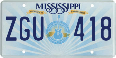 MS license plate ZGU418