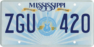 MS license plate ZGU420