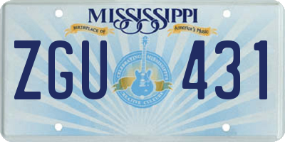MS license plate ZGU431