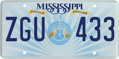 MS license plate ZGU433