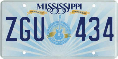 MS license plate ZGU434