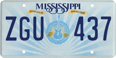 MS license plate ZGU437