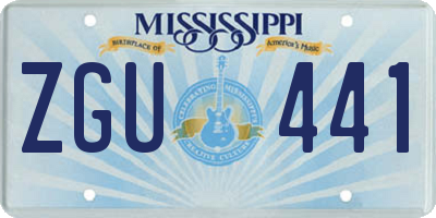 MS license plate ZGU441