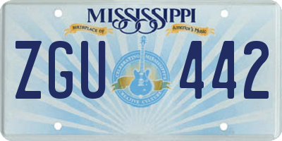 MS license plate ZGU442