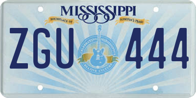 MS license plate ZGU444