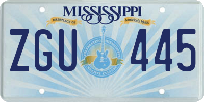 MS license plate ZGU445